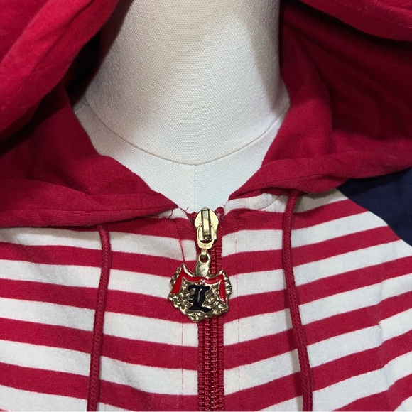 L.A.M.B Y2K Red Stripe Sleeveless Hooded Vest Size Medium - Picture 7 of 15